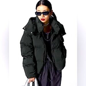 THEORY DORIAN B Nano Black Puffer Bomber Jacket-Size L(SEE  PHOTOS/ RARE/READ!!)